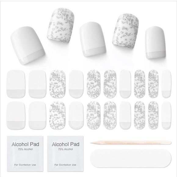 Other - Gel Nail Strips Set White Glitter Winter 20 Pcs Mooyiyan‎ NEW